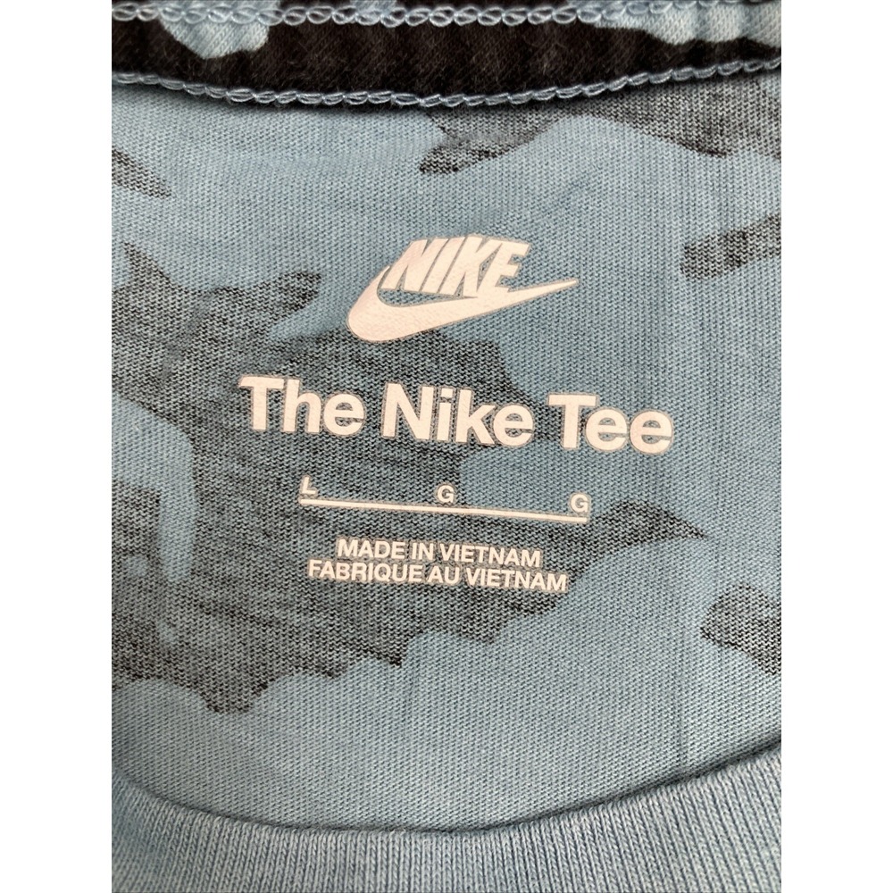Nike The Nike Tee Long Sleeve Cotton Blue Black Size Large Gold Logo - Picture 3 of 6